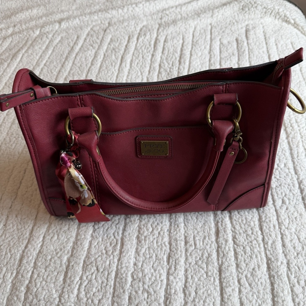 Frye and Co. Core Satchel Women's Shoulder Bag Faux Leather Maroon Medium